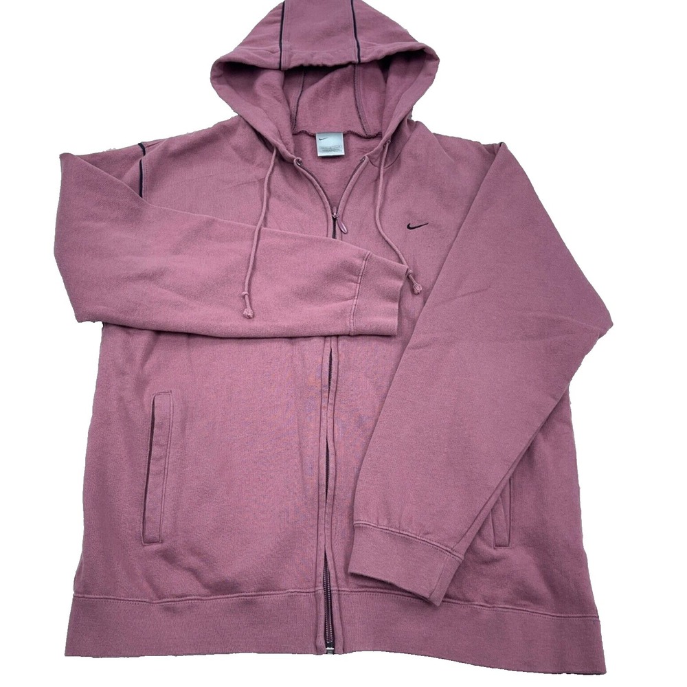 Vintage Nike Hoodie Women Medium Pink Full Zip Sweatshirt Jacket Y2K Track‎ Suit